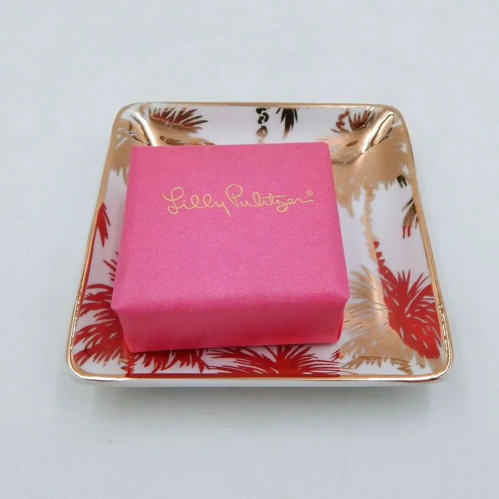 Lilly Pulitzer Soap And Tray Set NIB Featured in Metallic Palms 172423